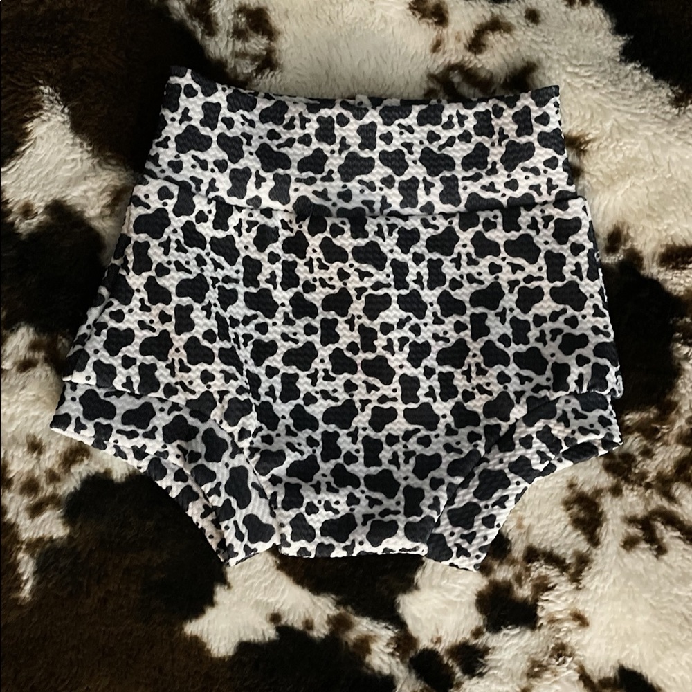 Home made cow print baby bummies size 2T-3T